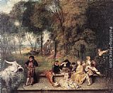 Jean-Antoine Watteau Merry Company in the open air painting